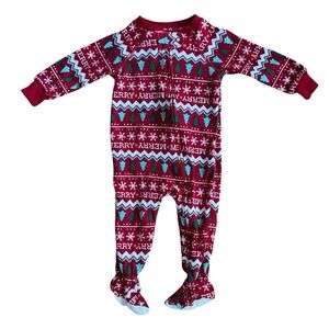 Holiday Lane Red Christmas Pajama Footed Zippy Baby Girl Boy 6-9M